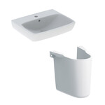 Umywalka kompaktowa Selnova Square B50 cm, H17 cm, T42 cm, z przelewem, z otworem na baterię Półpostument Selnova B27.5 cm, H32.5 cm, T28.5 cm